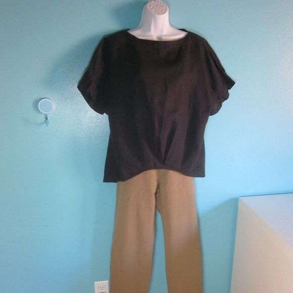 Studio Clip Women Size L Oversized Black 100% Linen Top Japanese Designer Blouse - Picture 6 of 11